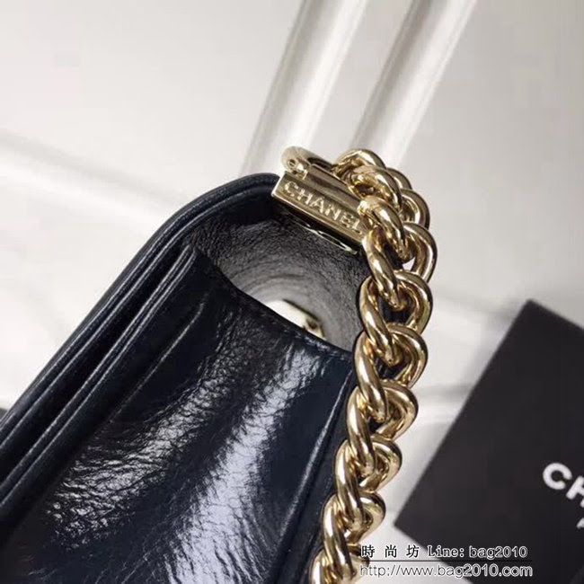 香奈兒CHANEL 藍色2018FW款皺紋小牛皮編織V線鏈條單肩斜挎包 DSC2122
